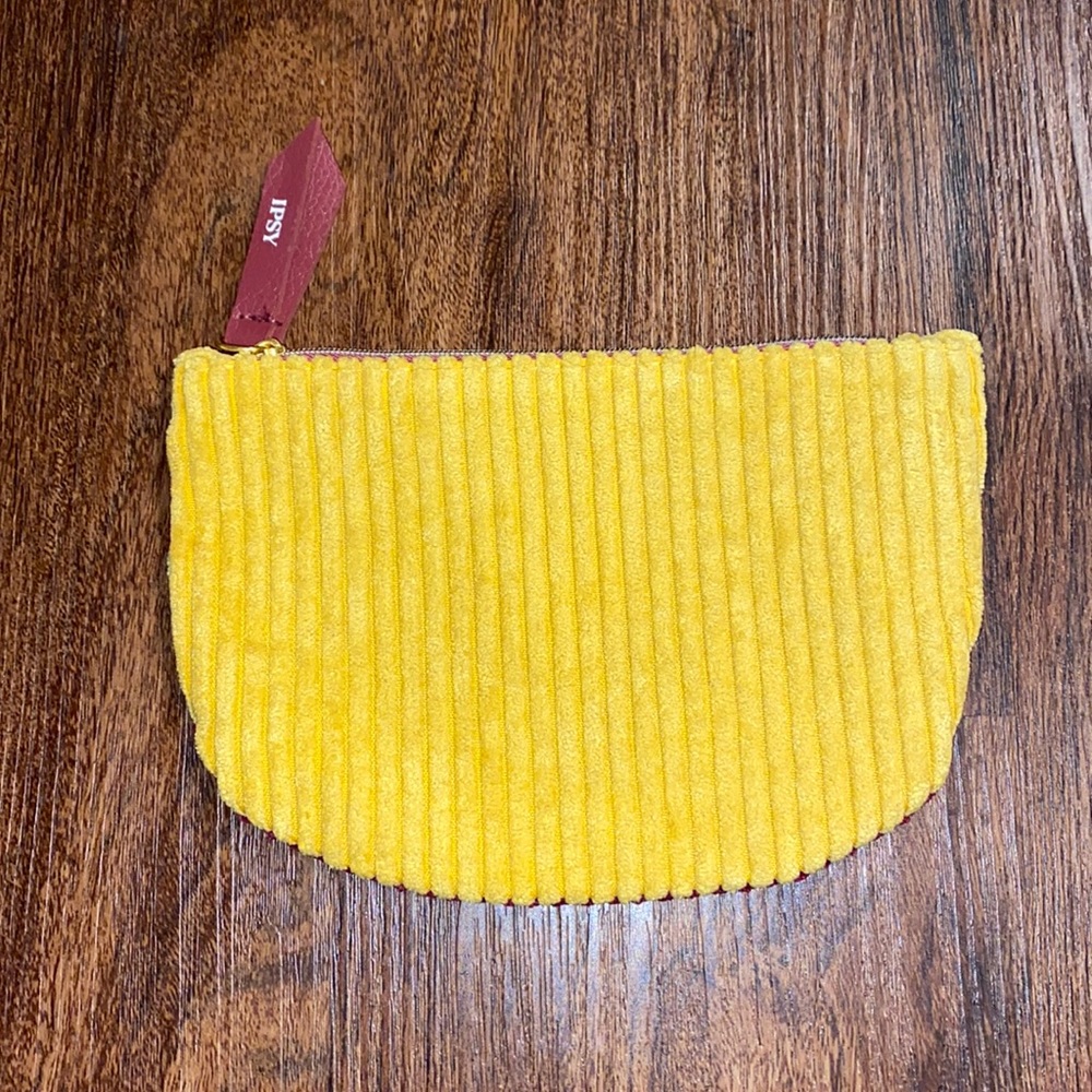 IPSY Yellow/Maroon Corduroy Make-up Bag
